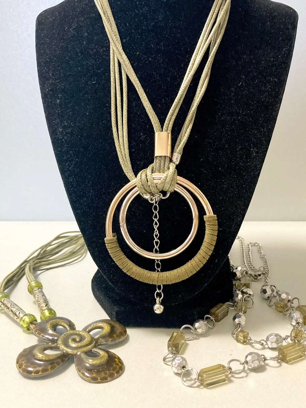 Mixed lot jewelry earthy tone Necklace bracelet earring 22pc bundle - Picture 4 of 8